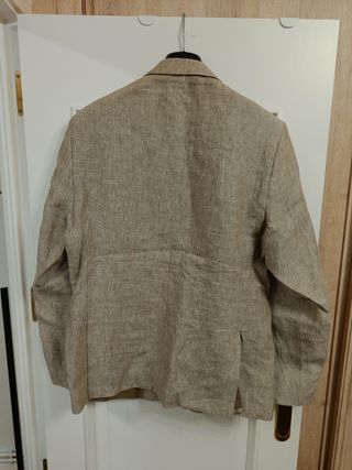 Americana Lino Hombre Beige/Marrón Talla L