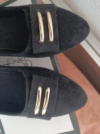 Manoletinas mujer negras y oro