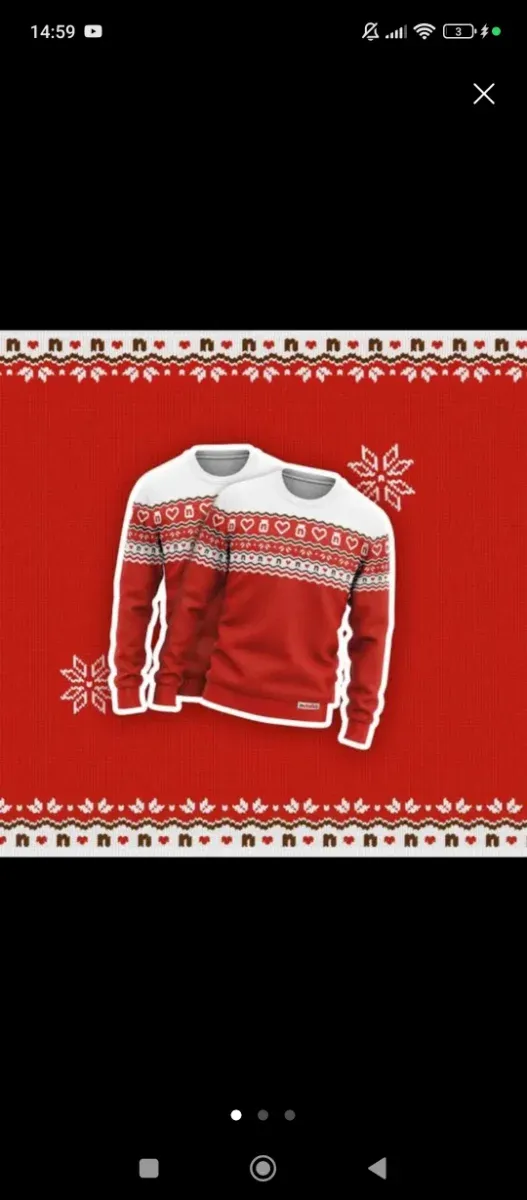 Jersey Navidad unisex Nutella Talla M Nuevo