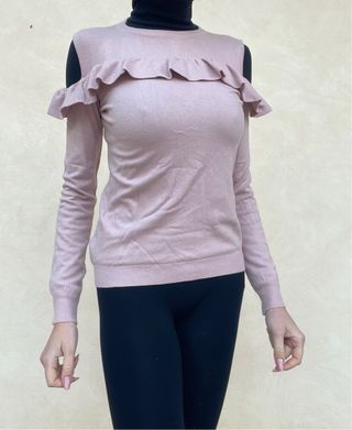 Maglione Greta Milano rosa con rouches