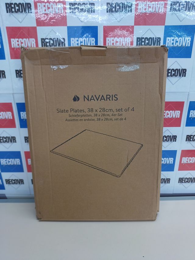 ✅ Pratos pizarra natural 38x28 cm set 4 - Navaris