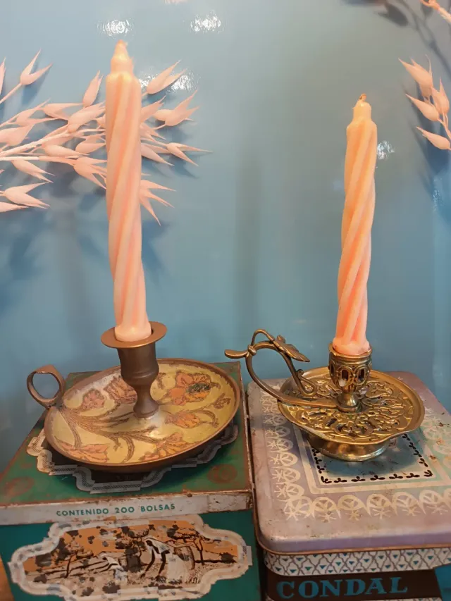 Palmatorias antiguas de latón