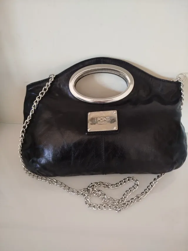 Borsa I Ponti Firenze Pelle Nera Argento