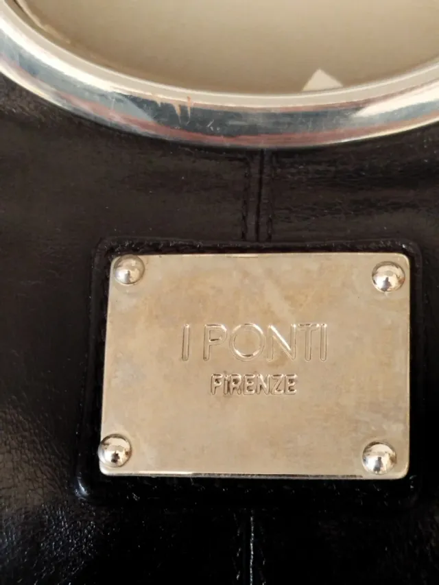 Borsa I Ponti Firenze Pelle Nera Argento