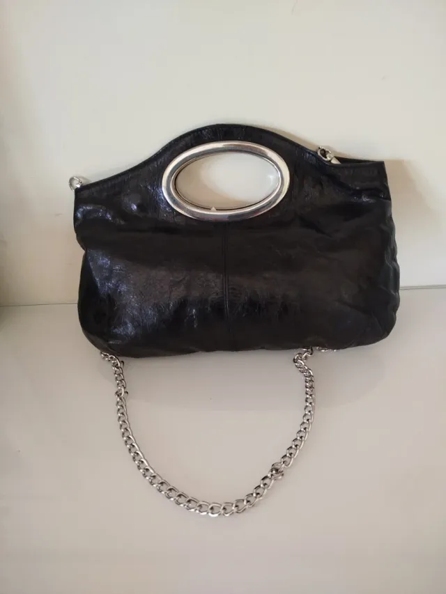 Borsa I Ponti Firenze Pelle Nera Argento