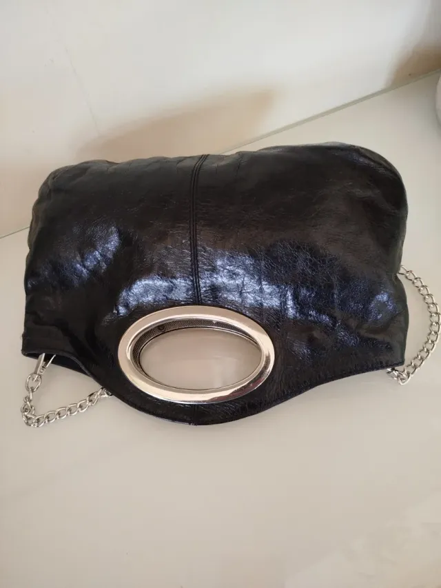 Borsa I Ponti Firenze Pelle Nera Argento