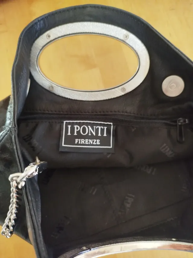 Borsa I Ponti Firenze Pelle Nera Argento