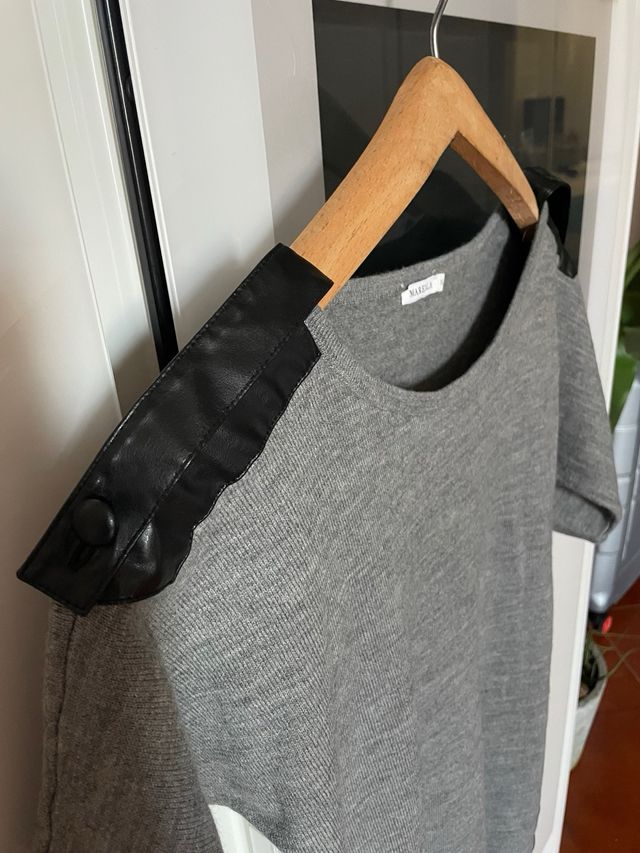 Abito Marella grigio con dettagli neri