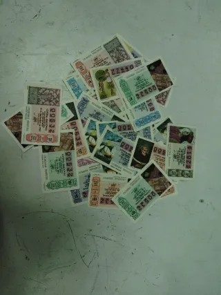 Lote 36 décimos lotería antiguos