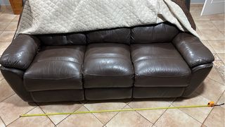 Sofá de 3 plazas de cuero marrón