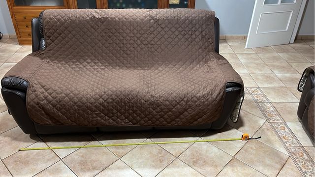 Sofá de 3 plazas de cuero marrón