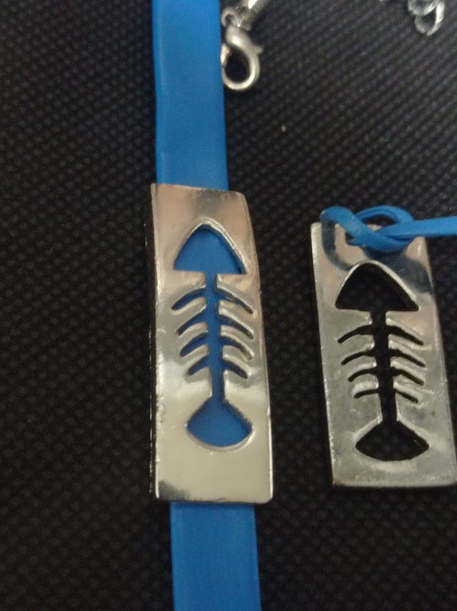 Conjunto collar y pulsera pez acero