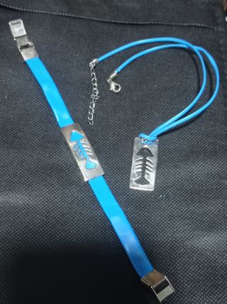 Conjunto collar y pulsera pez acero