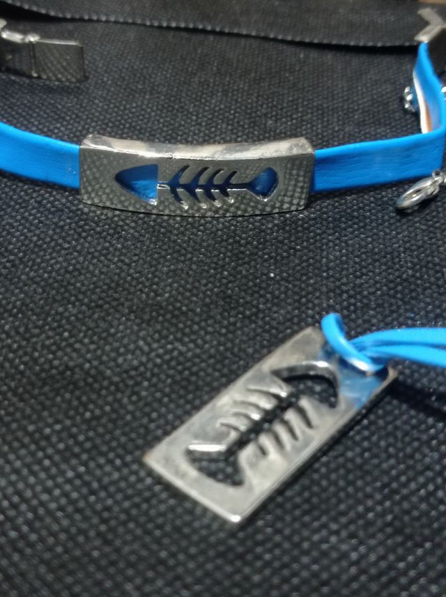 Conjunto collar y pulsera pez acero
