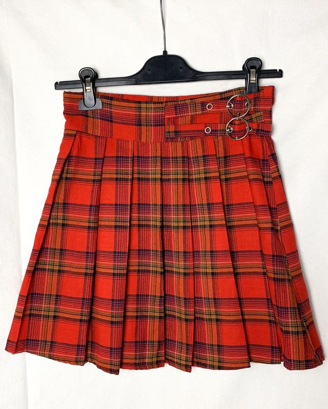 Falda cuadros colegial roja