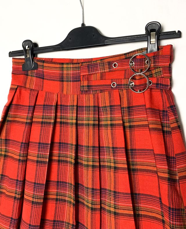 Falda cuadros colegial roja