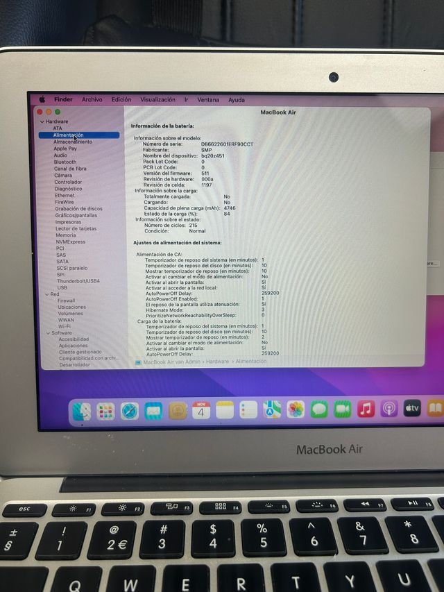 MACbook air 13" 2015 256GB Original con Cargador