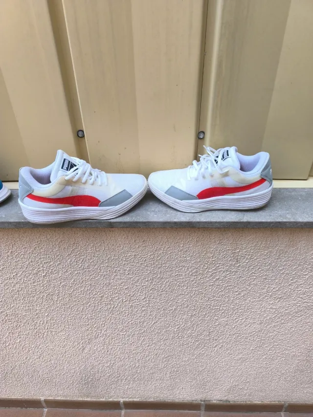 Zapatillas Puma Basket Blancas Naranja, número 39