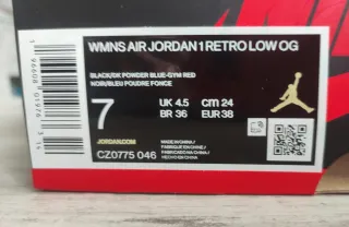 Jordan 1 Low UNC to Chicago CZ077504 38EU