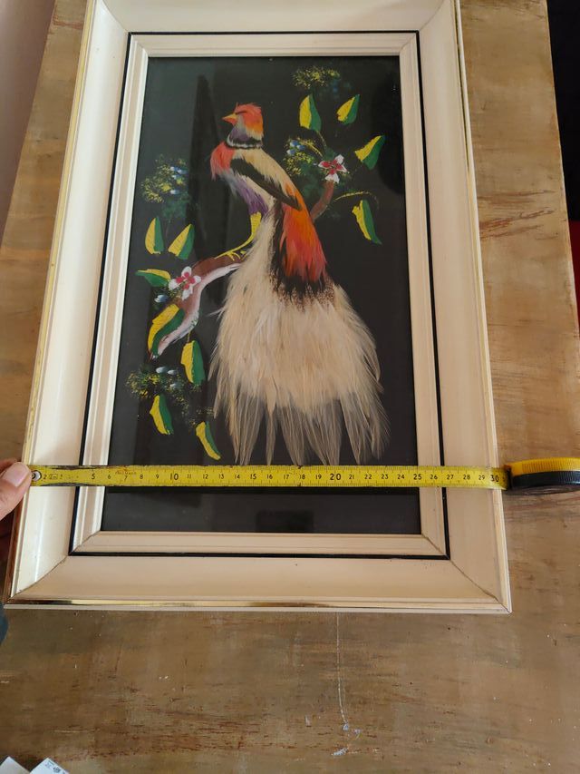 Cuadro Pájaro Plumas Marco Beige