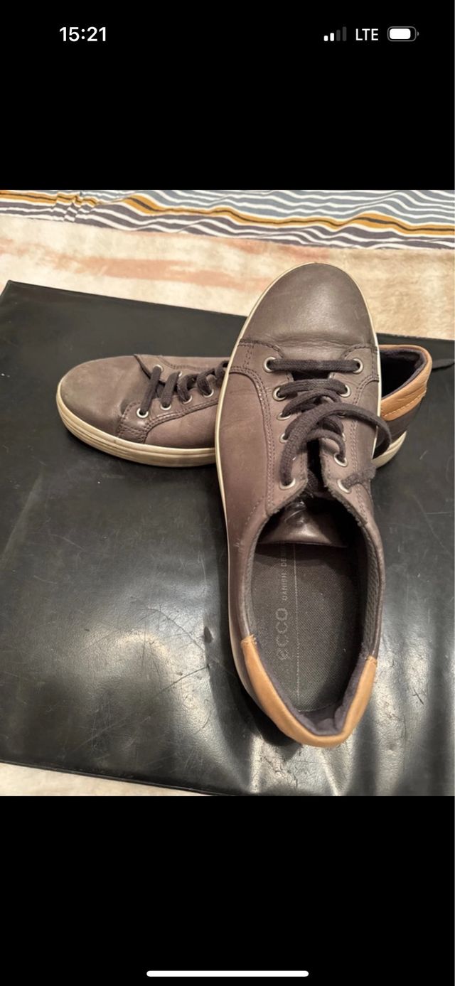 Zapatillas de piel marrones/grises Talla 43