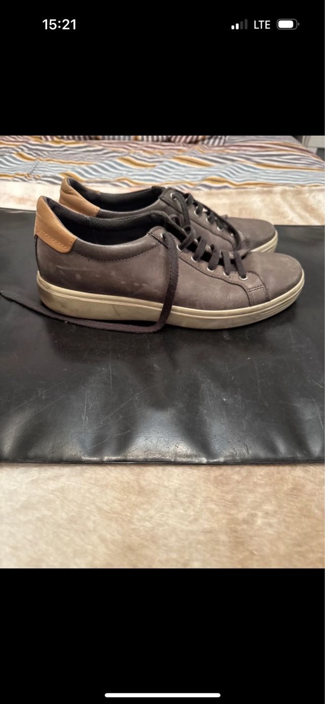 Zapatillas de piel marrones/grises Talla 43