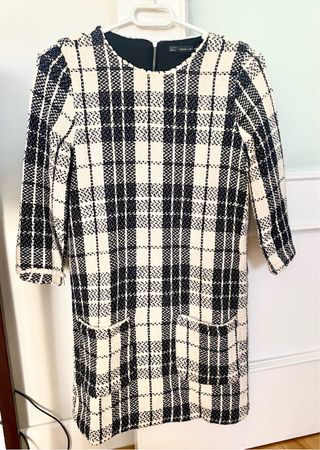 Vestido Zara cuadros blanco y negro Talla XS