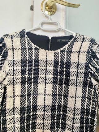 Vestido Zara cuadros blanco y negro Talla XS