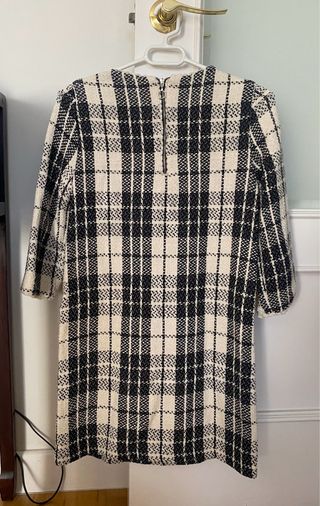 Vestido Zara cuadros blanco y negro Talla XS