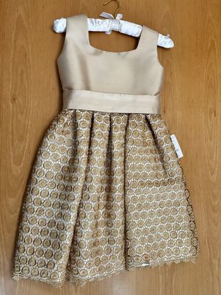 Vestido ceremonia niña dorado