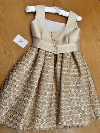 Vestido ceremonia niña dorado