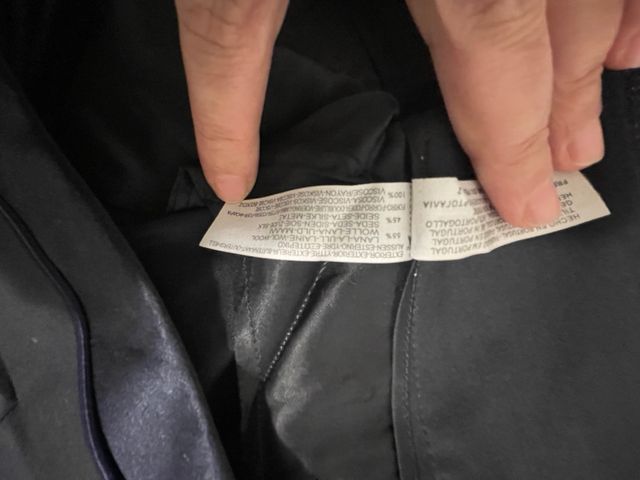 Pantalón de vestir azul marino, lana y seda