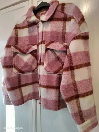 Chaqueta Oversize cuadros rosa talla L,como nueva