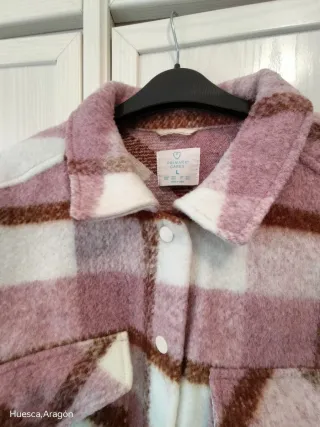 Chaqueta Oversize cuadros rosa talla L,como nueva