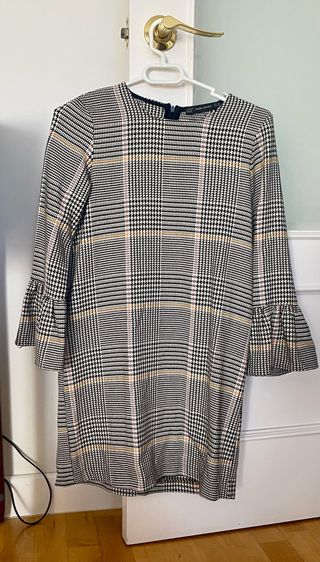 Vestido Zara cuadros manga larga XS