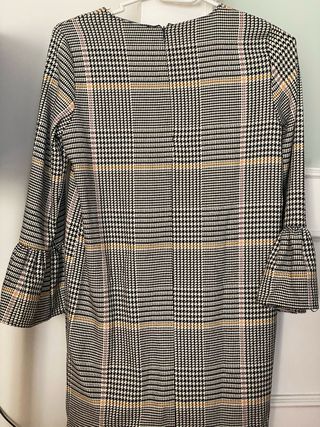 Vestido Zara cuadros manga larga XS
