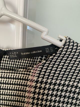 Vestido Zara cuadros manga larga XS