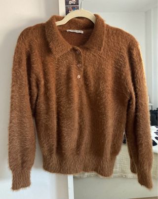 Jersey pelo marrón Zara Talla L