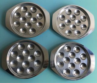 Set 4 piatti sottopiatti lumache vintage acciaio