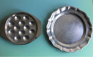 Set 4 piatti sottopiatti lumache vintage acciaio