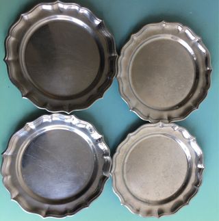 Set 4 piatti sottopiatti lumache vintage acciaio