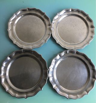 Set 4 piatti sottopiatti lumache vintage acciaio