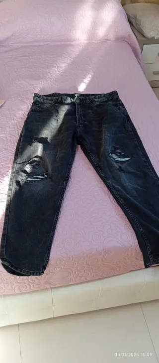 Jeans Uomo Terranova Taglia 52 Scuro Strappati