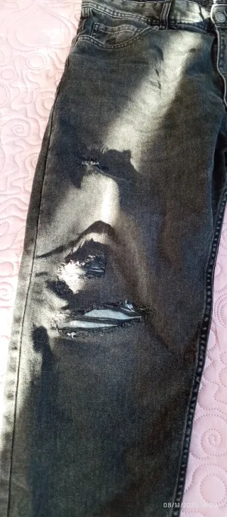 Jeans Uomo Terranova Taglia 52 Scuro Strappati