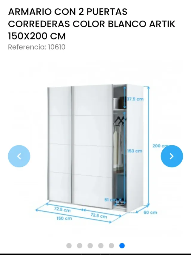 Guarda-roupa com portas de correr brancas 150x200