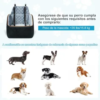 Asiento Coche Mascotas Negro/Gris