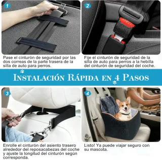 Asiento Coche Mascotas Negro/Gris