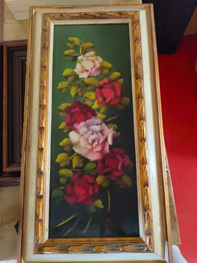 Cuadro al óleo de rosas