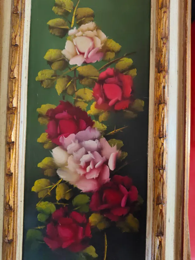 Cuadro al óleo de rosas