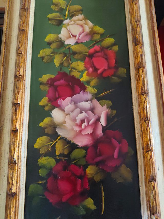 Cuadro al óleo de rosas